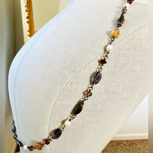 Vintage Silver Multi Precious Stone Necklace - Picture 16 of 17